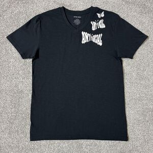 Attic Salt Shirt Mens Large Black V Neck Anti Social Butterfly Graphic Tee